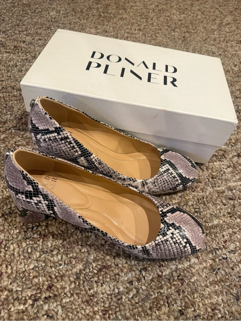Donald J. Pliner Women's Snakeskin Print Ballet Flats in Light Pink/Black